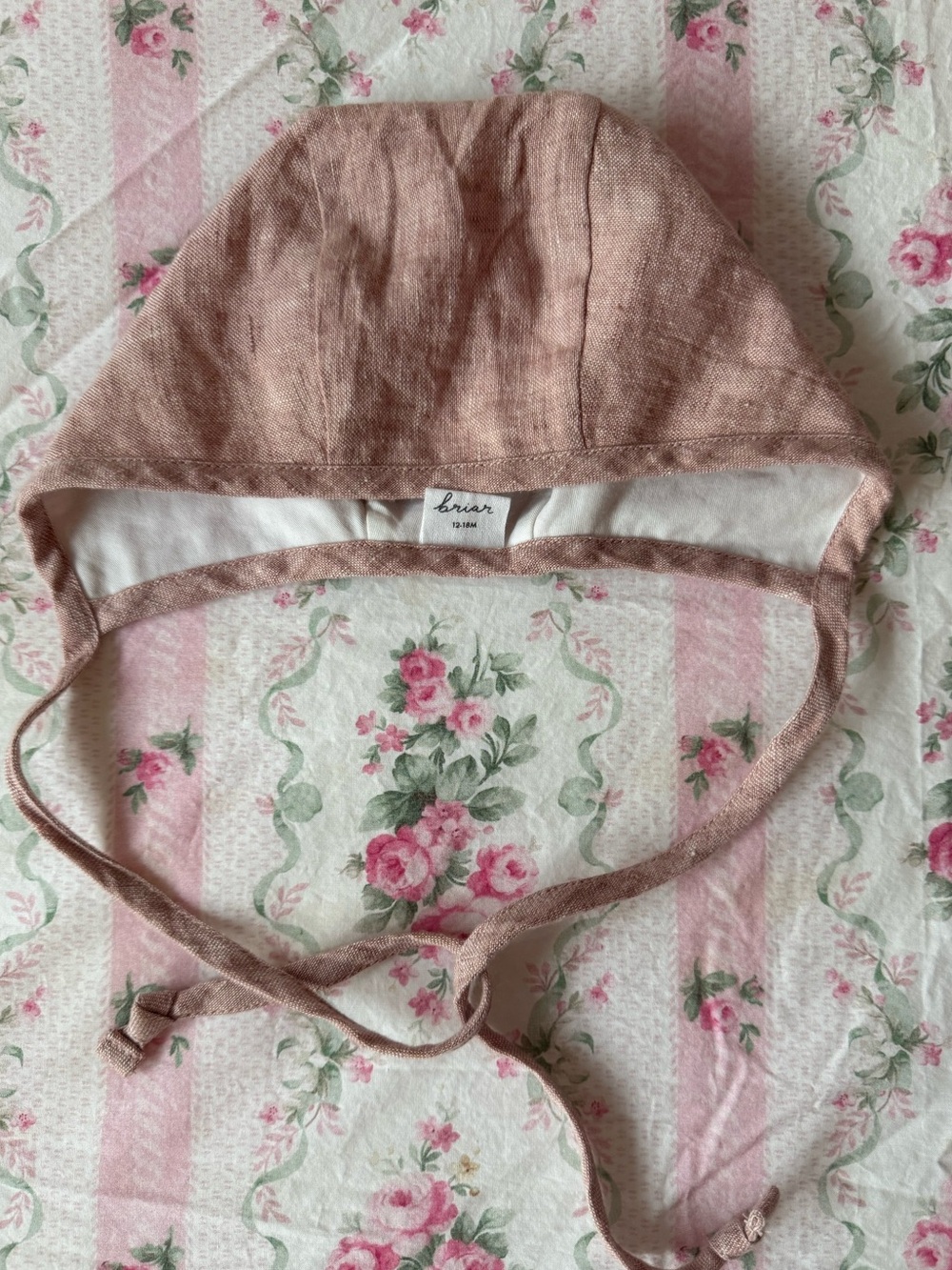 Briar Baby Blush Linen Bonnet | 12-18M